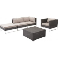 Muebles de jardín de esquina de 5 piezas modulares en resina trenzada sintética