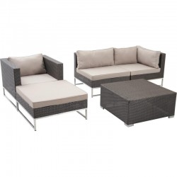 Muebles de jardín de esquina de 5 piezas modulares en resina trenzada sintética