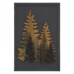 Cadre mural en bois peint motif sapins, décoration nature style campagne rustique