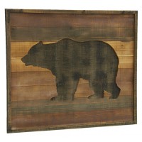 Grau gemalter Holzwandrahmen mit Bärendekoration, rustikaler Wand-montierter Tabelle