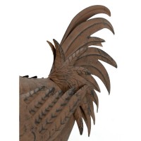 Entrenador decorativo en metal marrón para posar, escultura gallina jardín, decoración rústica al aire libre