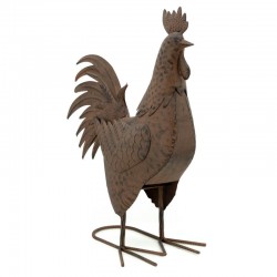Entrenador decorativo en metal marrón para posar, escultura gallina jardín, decoración rústica al aire libre