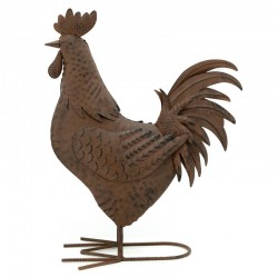 Allenatore decorativo in metallo marrone da posa, giardino gallina di scultura, decorazione rustica all'aperto
