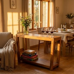 Mahogany Wooden Console Bord Elegant Input Møbler til stue, korridor, køkken og kontor