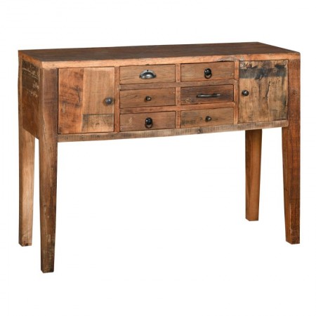 Consola de madera reciclada 6 cajones 2 puertas gabinete de entrada sala de estar mesa de cocina altura