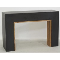 Natürliche und schwarze recycelte Kiefernkonsole, Eichenfurnier-Eingangsmöbel, Wohnzimmer, moderne Küche