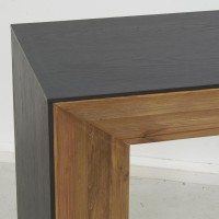 Natürliche und schwarze recycelte Kiefernkonsole, Eichenfurnier-Eingangsmöbel, Wohnzimmer, moderne Küche