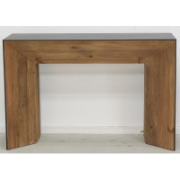 Console de pinho reciclado natural e preto, mobília de entrada de folheado de carvalho, sala de estar, cozinha moderna