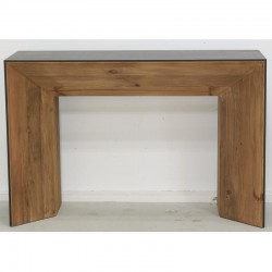 Consola de pino reciclado natural y negro, muebles de entrada de chapa de roble, sala de estar, cocina moderna