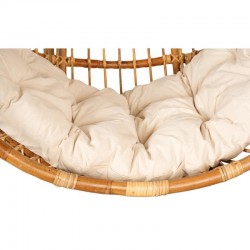 Balanço de jardim pendurado em rattan cru com almofada