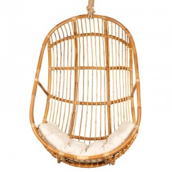 Balanço de jardim pendurado em rattan cru com almofada