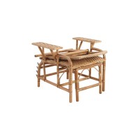 Chaise longue rotin antique pliable et extensible, bain de soleil vintage réglable jardin terrasse