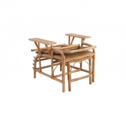 Chaise longue rotin antique pliable et extensible, bain de soleil vintage réglable jardin terrasse