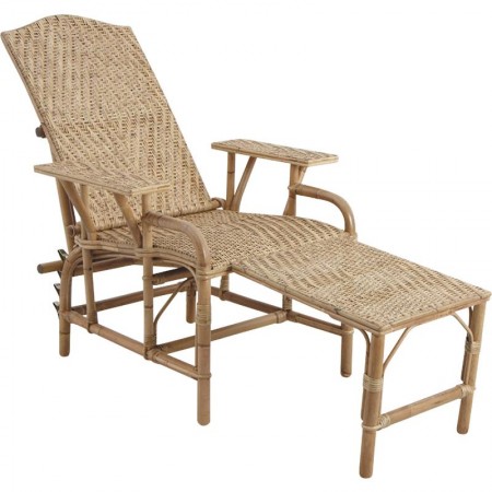 Silla de corredor antigua plegable y expandible, vintage tomando el sol de la terraza de jardín ajustable