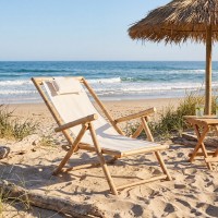 Sammenfoldelig bambus Folding stol og bomuld, Justerbar Solbad Have Terrace Beach