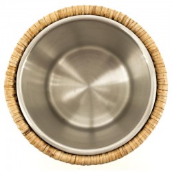 Aggiornamento naturale in rattan con vassoio in acciaio inox, design a bucasco di ghiaccio e conveniente