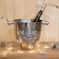 Champagne Bucket Aluminium Deer Deer og Fir Trær, Elegant Mountain Design Ice Bucket