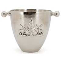 Champagner-Eimer Aluminium Dekor Hirsch- und Tannenbäume, eleganter Berg-Design-Eis-Eimer