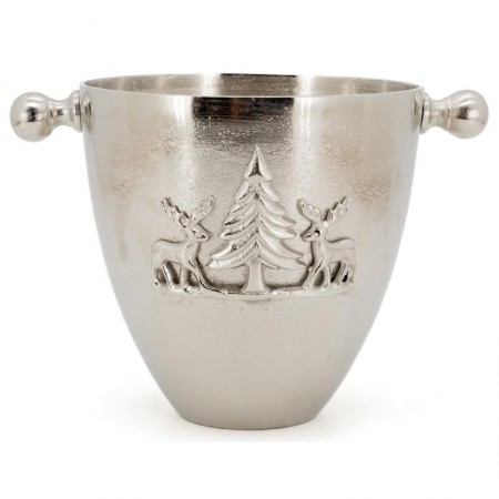 Champagner-Eimer Aluminium Dekor Hirsch- und Tannenbäume, eleganter Berg-Design-Eis-Eimer