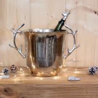 Aluminium champagne-emmer met herten houten handvatten, chique en originele ontwerp Ice Bucket
