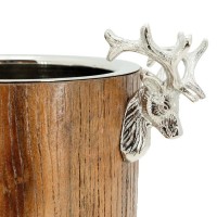 Balde de champanhe de madeira reciclado com cabeça de cervo de alumínio Cubeta de gelo rústica design