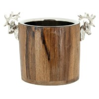 Genbrugt træ champagne spand med aluminium hjortehoved is bucket rustik design