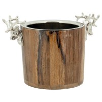 Recycled wooden champagne bucket with deer head in aluminium ice bucket rustic design