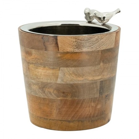 Champagne Bucket i Mango med aluminiumsfugle, Elegant Design Ice Bucket