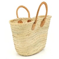 Bolsa superior en la palma con asas gruesas en cuero engrasado