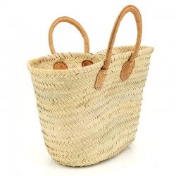 Palm bag with thick oiled leather handles