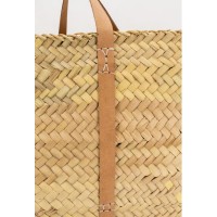 Grand Cabas Palm Cooling met lederen andermans, chique en duurzaam natuurlijk winkelwagentje strand