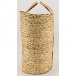 Grand Cabas Palm Cooling met lederen andermans, chique en duurzaam natuurlijk winkelwagentje strand