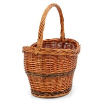 Solidny i elegancki naturalny buff wiklinowy koszyk na wyścigi, piknik