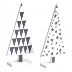 Conjunto de 2 abetos decorativos en madera lacada blanca y negro