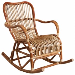 Rocking Rattan Flesh Brut Kleur Honing, Comfortabele en elegante Natuurlijke Vintage Rocking Fauteuil
