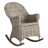 Rocking chair in modern grey poelet, comfortable Scandinavian outdoor rocking chair