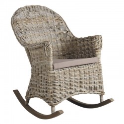 Rocking chair in modern grey poelet, comfortable Scandinavian outdoor rocking chair