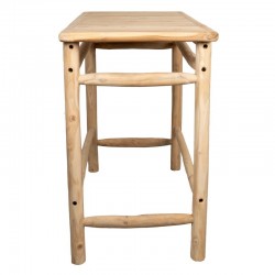 Table haute en bois de teck pour jardin, terrasse et patio, style rustique durable et élégant