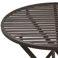 Fällbar rundträdgårdsbord med 2 åldrade metallstolar Rustik stil Exteriör terrass Balkong