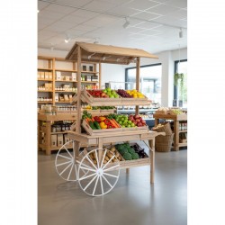 4 Seasons Wood Cart Display, jossa on 8 kaappia maalaistyylisiä näytöt hedelmille ja vihanneksille