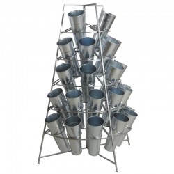 Présentoir fleuriste 22 vases métal galvanisé rustique support bouquet déco boutique élégante