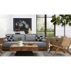 Table basse carrée en bois de pin recyclé 100x100 cm – style naturel pour salon moderne