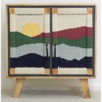 2 Ovet Puinen Buffet Cabinet Puuvilla Pattern Päivänosto Varastointi