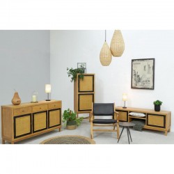 Meuble buffet en bois de manguier 2 portes meuble de rangement élégant pour salle à manger, cuisine et salon