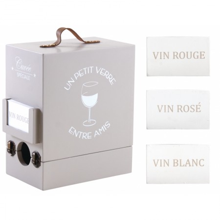 Boîte à cubi de vin en bois gris 3 litres