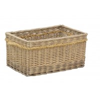 Grande cesta de armazenamento de vime e 80x50x40 cm corda, tronco multiuso robusto e decorativo