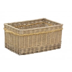 Grande cesta de armazenamento de vime e 70x48x34 cm corda, escutado e natural decoração multifuncional