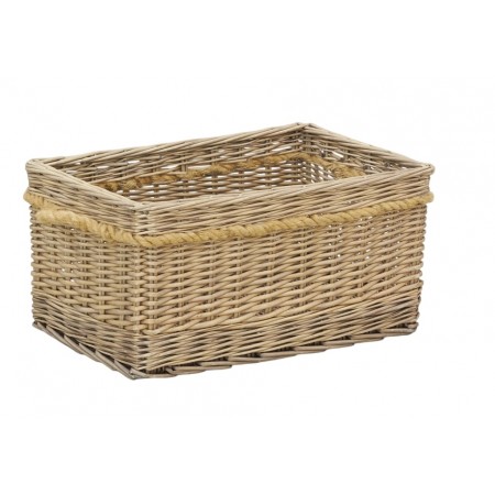 Grande cestello di accumulo di vimini e corda da 70x48x34 cm, arredamento multifunzione robusto e naturale