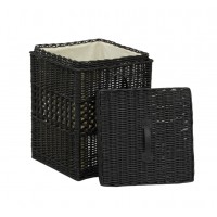 Obturador de mimbre negro con cubierta 38x38x51 cm Cesta de almacenamiento con estilo