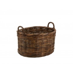Stor Oval Rottan Basket med Anse Ø 58 cm Natural Basket Lagring Lagring Lagring